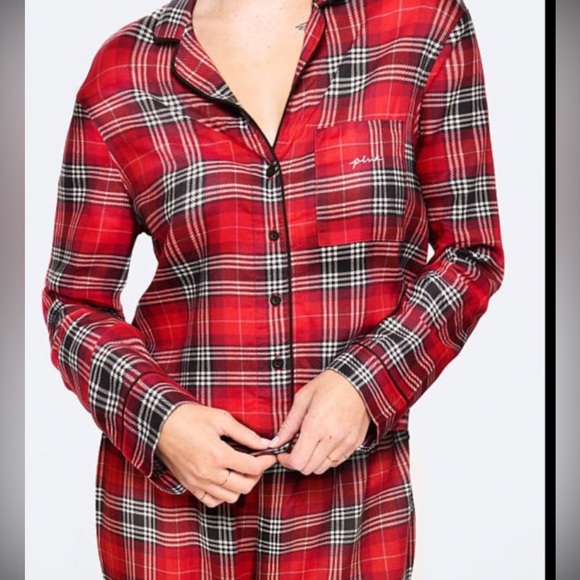 Pink Victoria’s Secret Flannel Sleep Shirt NWT - Picture 6 of 6